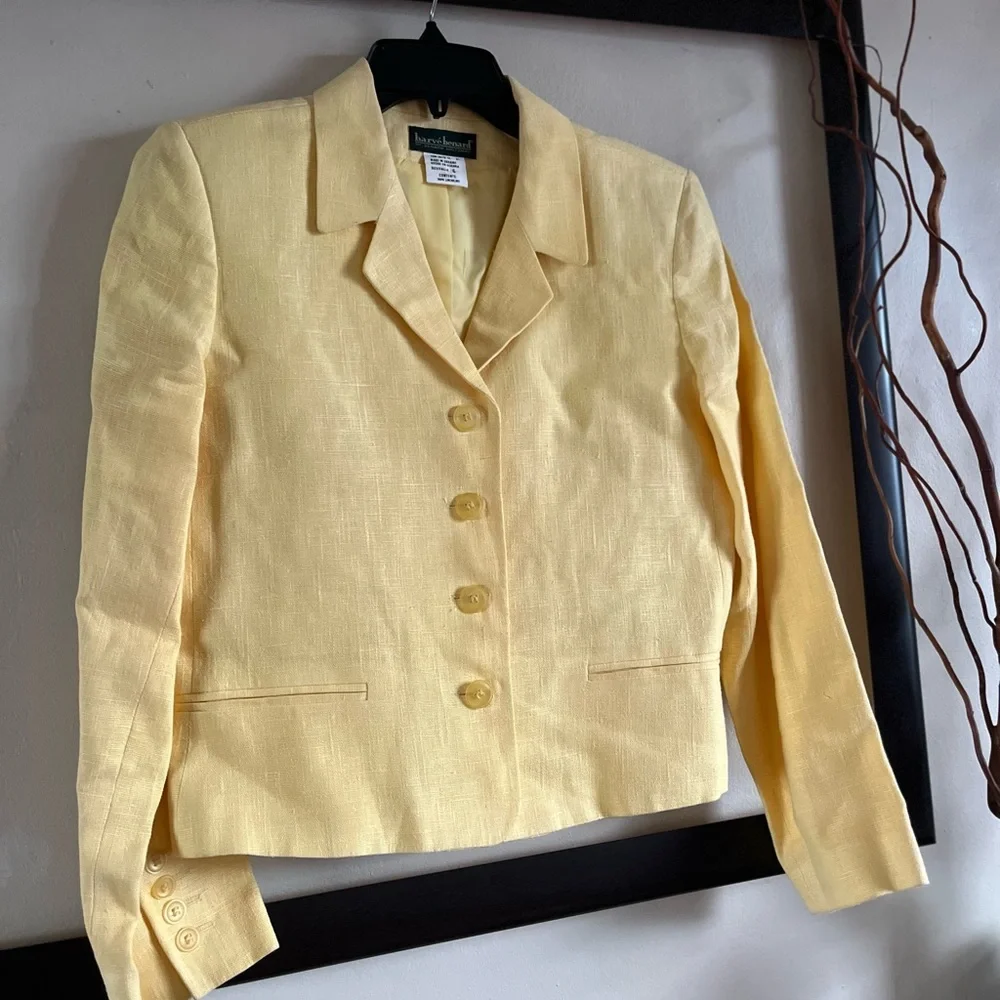 Harve Benard soft yellow 100% linen blazer - Picture 1 of 7